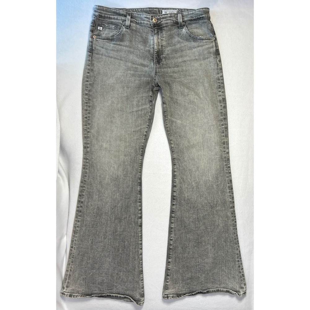 AG Adriano Goldschmied Angeline Mid Rise Flare Jeans Gray Sz 30 (33x31) Boho